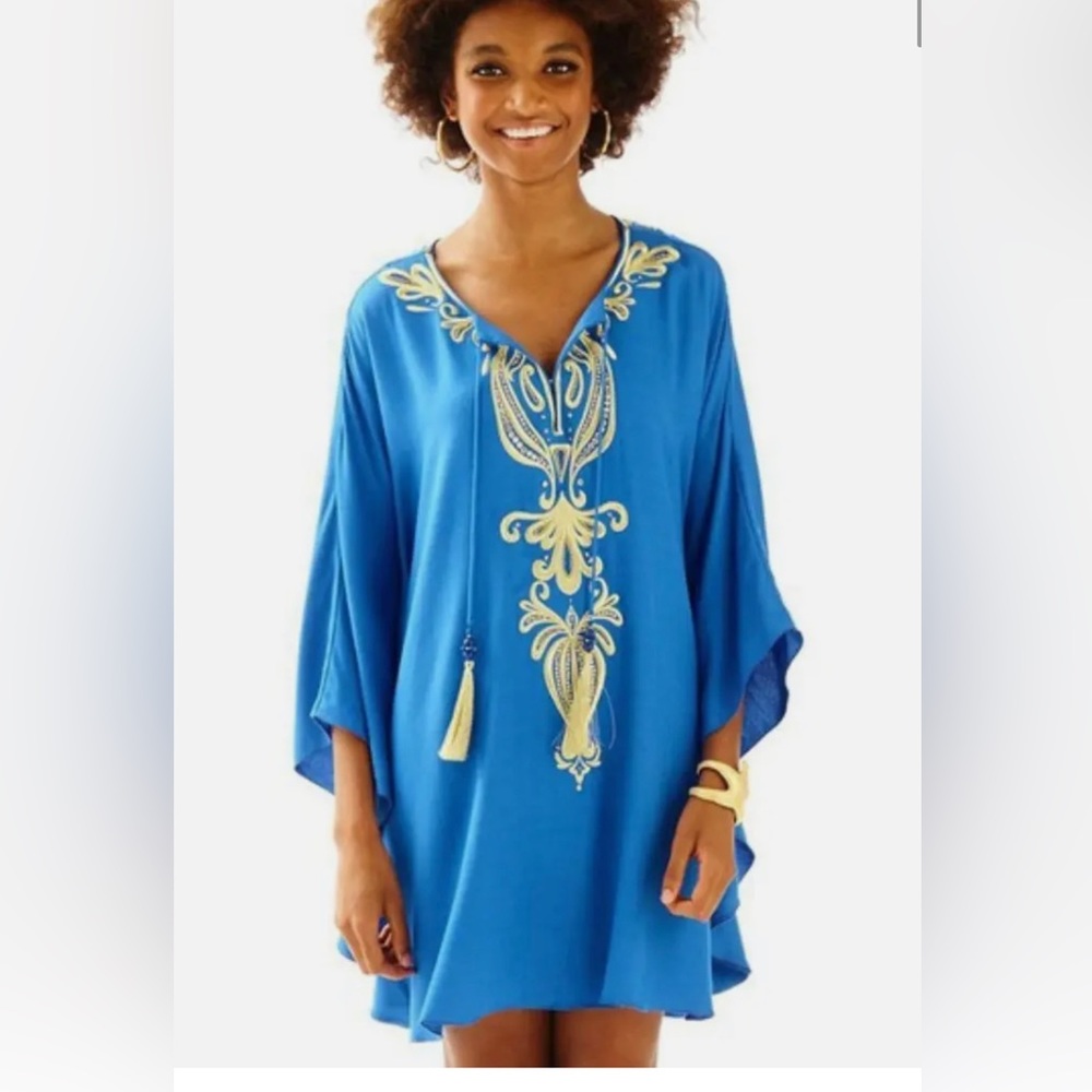 NWT LILLY PULITZER SIZE S/m EMERA CAFTAN *BRILLIANT BLUE* RETAIL $248